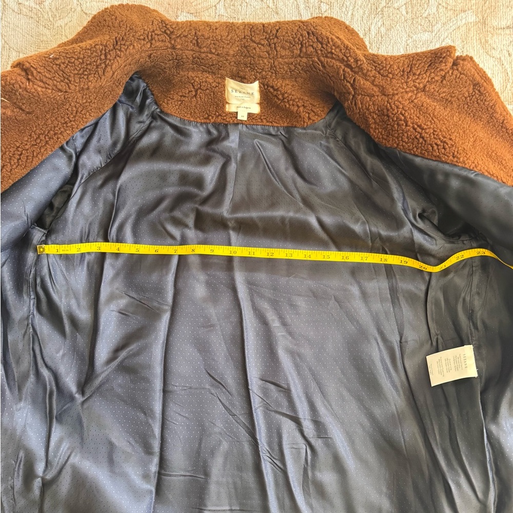 Sezane Isae Chestnut Brown Teddy Jacket - 44 - Picture 2 of 5